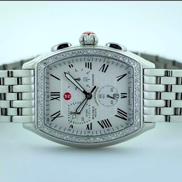 🤍Michele Releve Chrono Diamond Bezel Womens Watch MWW19A000001 - Picture 4 of 16